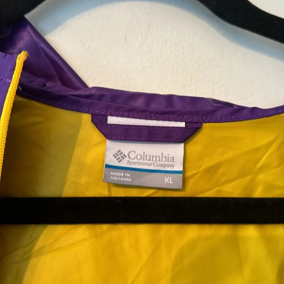 Men's Collegiate Purple and Gold LSU Full Zip Columbia Windbreaker Size XL - Picture 6 of 9